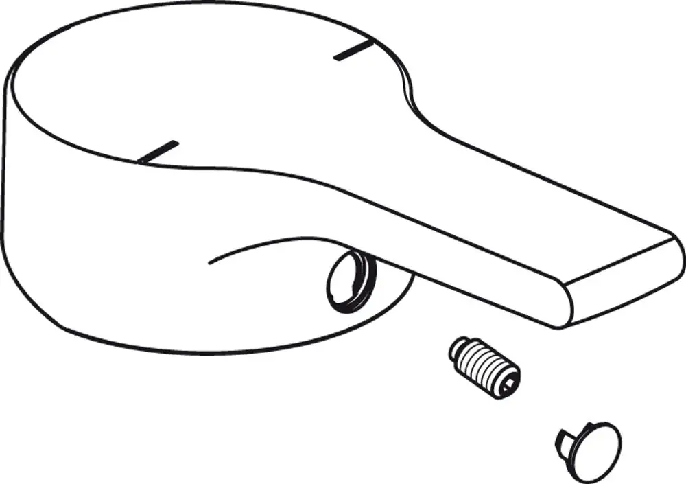 Griffhebel in Chrom von Ideal Standard, mit einem integrierten Logo, bestehend aus einem Hauptteil und zwei Befestigungselementen, geeignet für Armaturen.